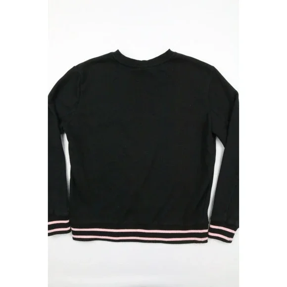 Fila Sweatshirt Womens French Terry Elastic Hem Stretch Black Rainbow Crew Neck - Picture 13 of 15